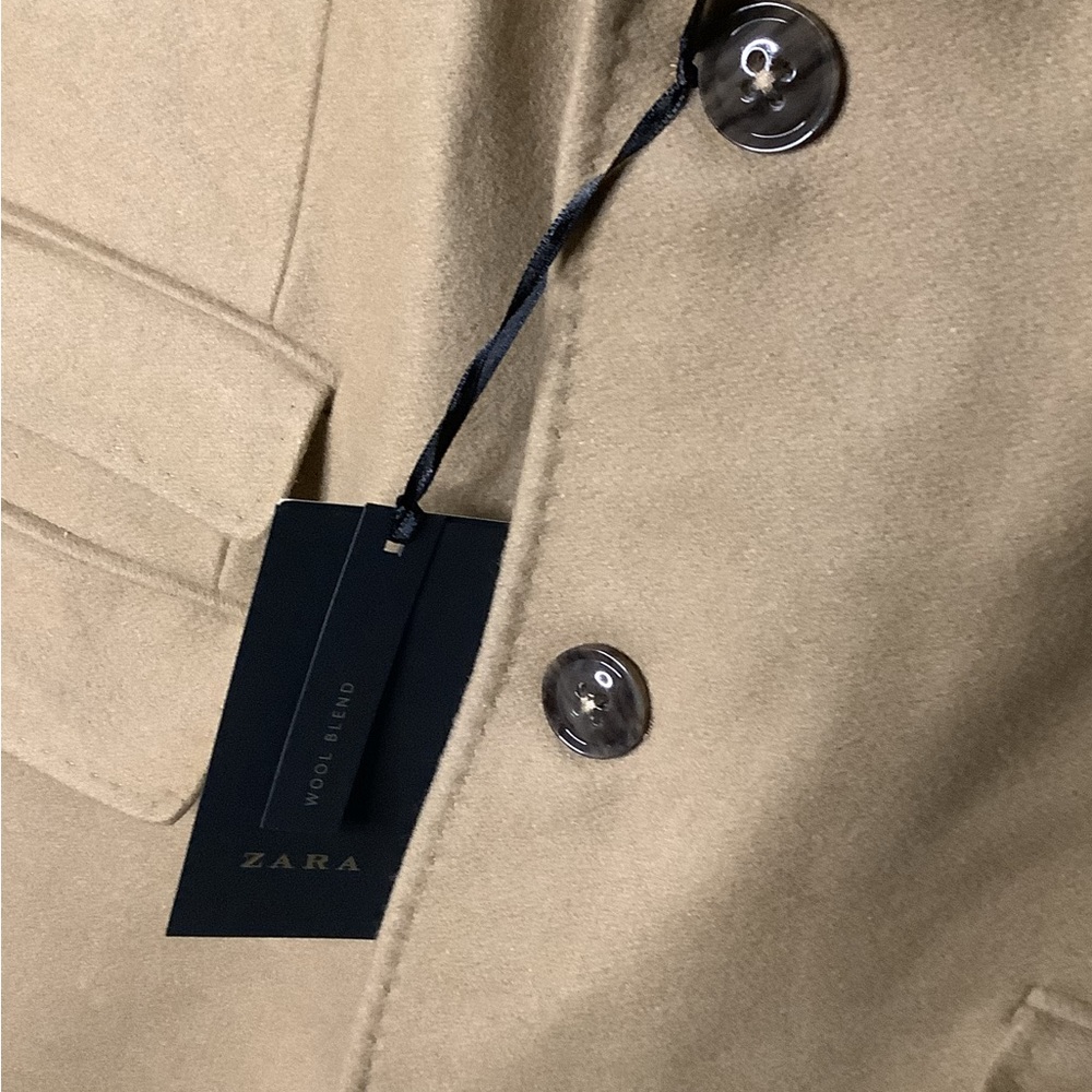 Zara Tan Wool Coat NWOT - Picture 8 of 15